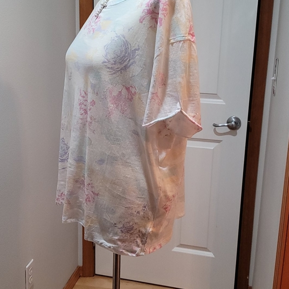 WE THE FREE TIE DYE FREE PEOPLE FLORAL T SHIRT SHORT SLEEVE OVERSIZED TOP SZ M - Picture 13 of 15